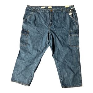 NWT size 26 boyfriend blue denim jeans plus size side flap pockets
